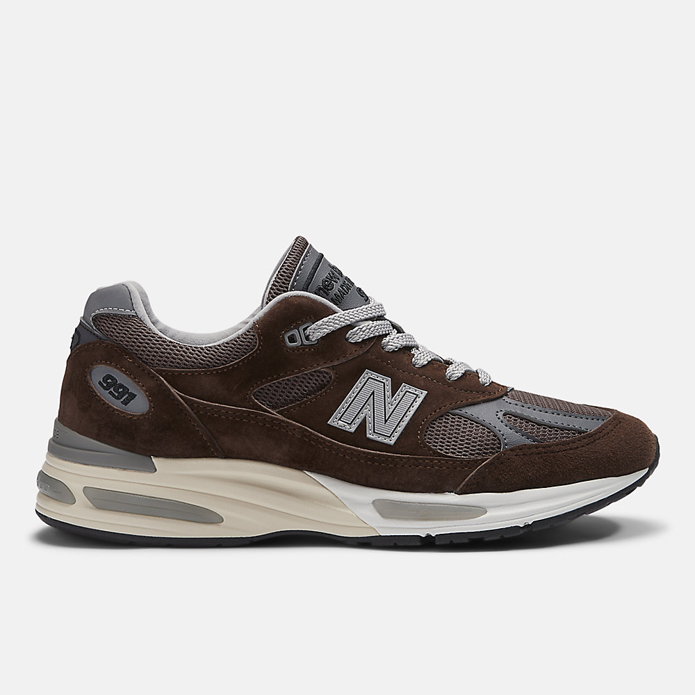 New Balance Made in UK 991v2 Shoes Pinecone with Brown and Smoked Pearl